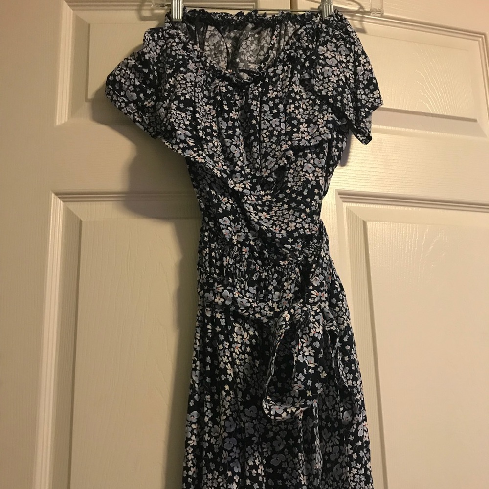 Navy floral short romper